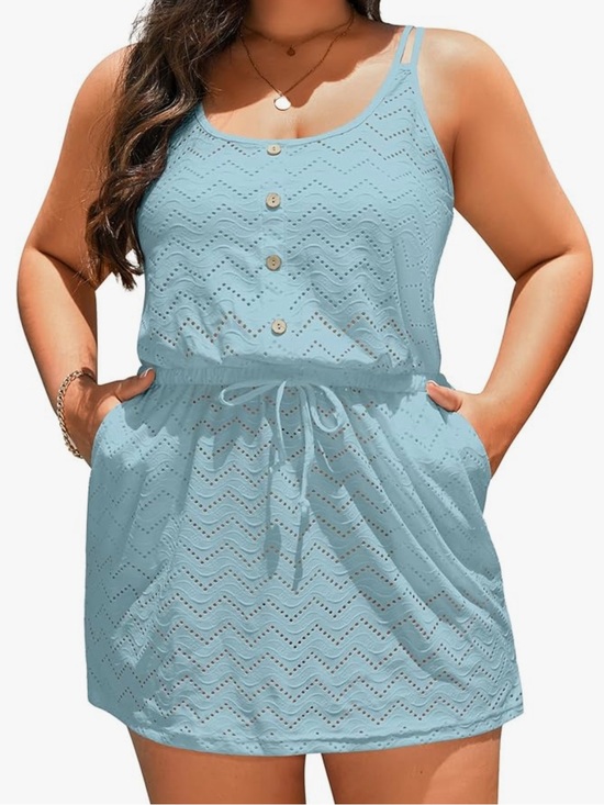 Yonique Other - Yonique Swimsuit Cover Up - Hollow Out Button Down Beach Coverup. Size 14W